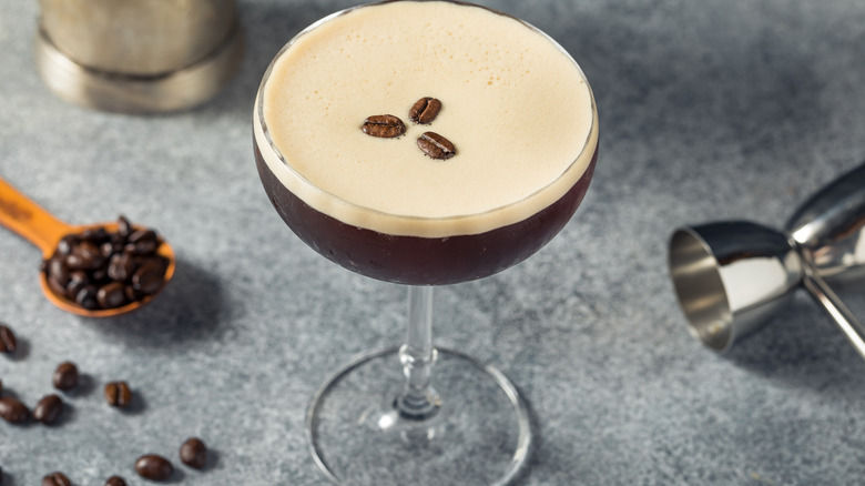 Espresso martini with bean garnish