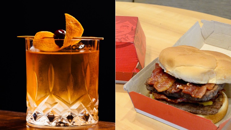 Old fashioned and Baconator burger