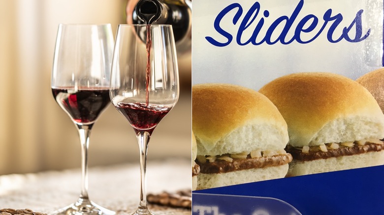 Wine and sliders split image