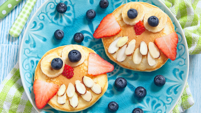 fruit and nuts decorating pancake