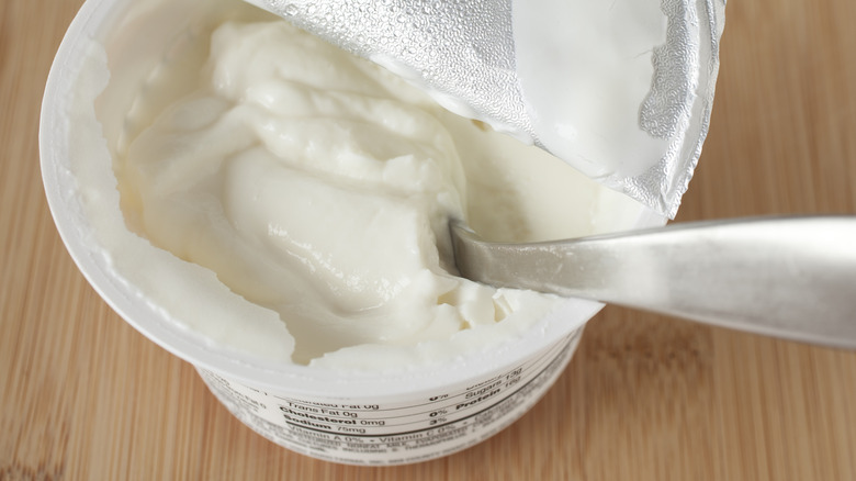 greek yogurt with spoon