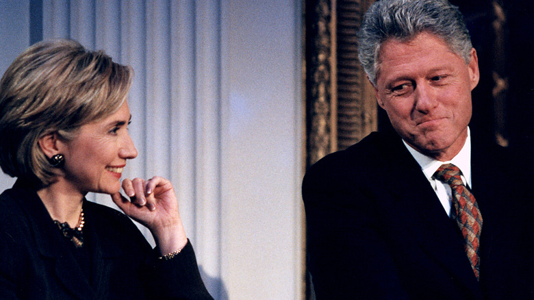 Bill and Hillary Clinton in suits