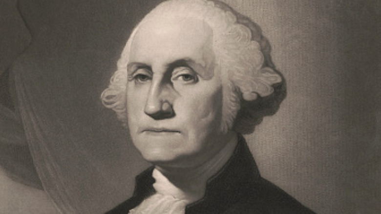 Black and white print of George Washington