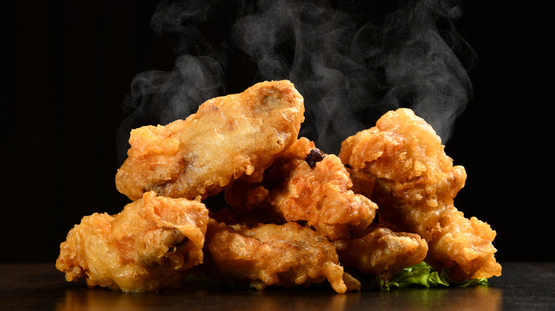 steaming fried chicken tenders