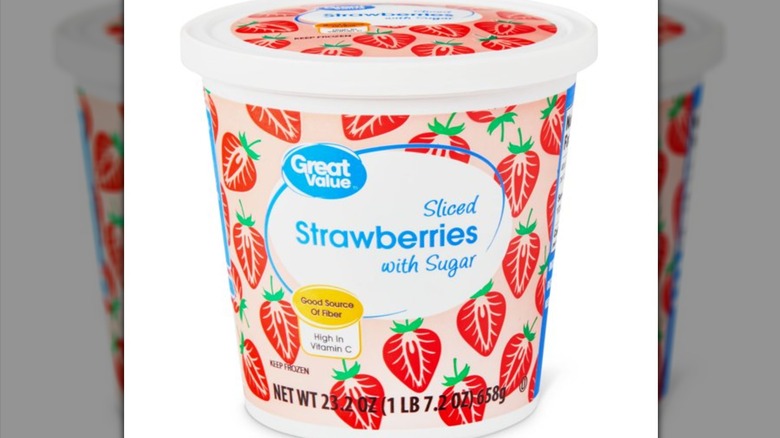 Great Value sliced strawberries tub