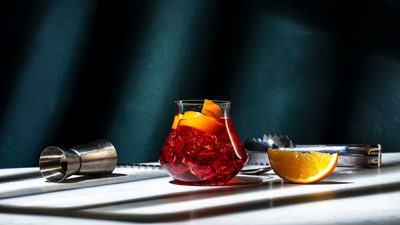 Boulevardier with orange slice