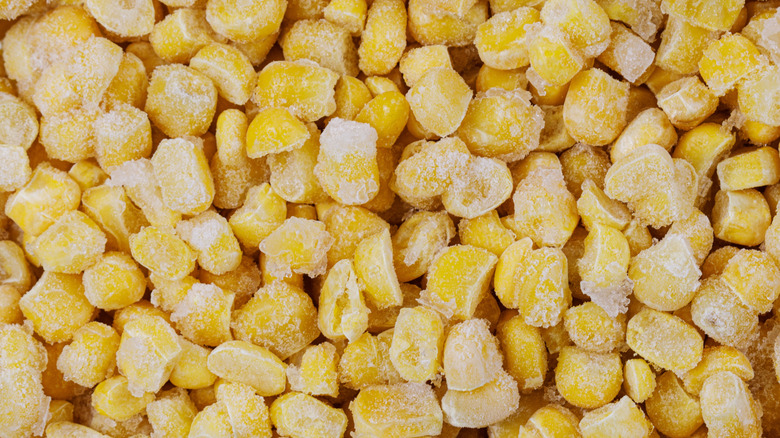 Close-up of frozen sweet corn