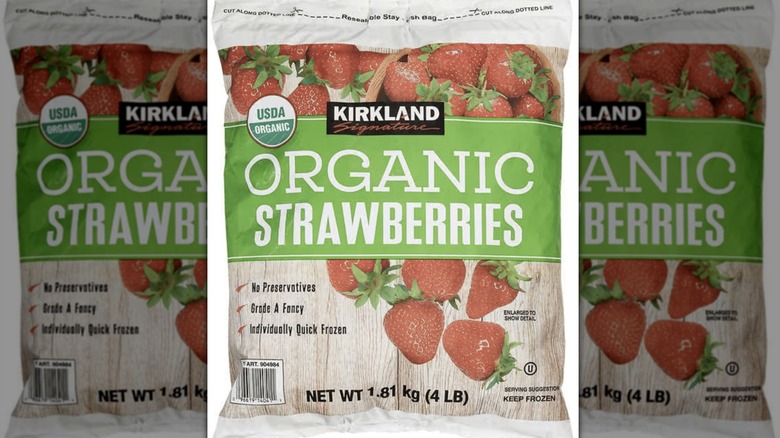 Bag of Kirkland Signature frozen strawberries