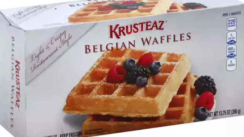 Box of Krusteaz frozen Belgian waffles