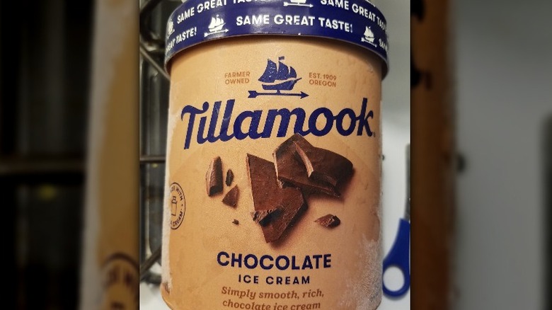 Tillamook chocolate ice cream carton