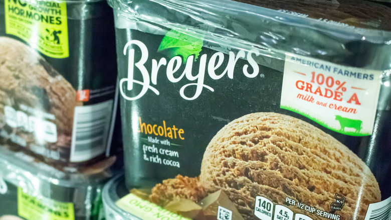 Breyers chocolate ice cream cartons