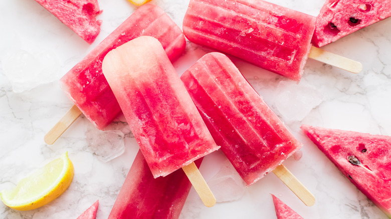 Homemade watermelon popsicles 