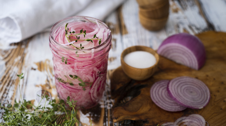 pickled onions in a jar