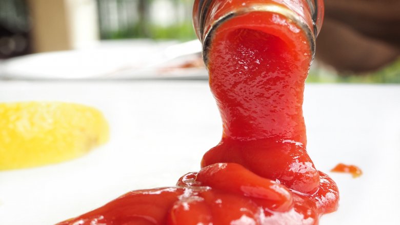 Ketchup being poured