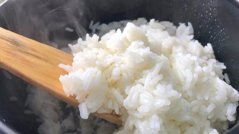 Rice in a cooking pot