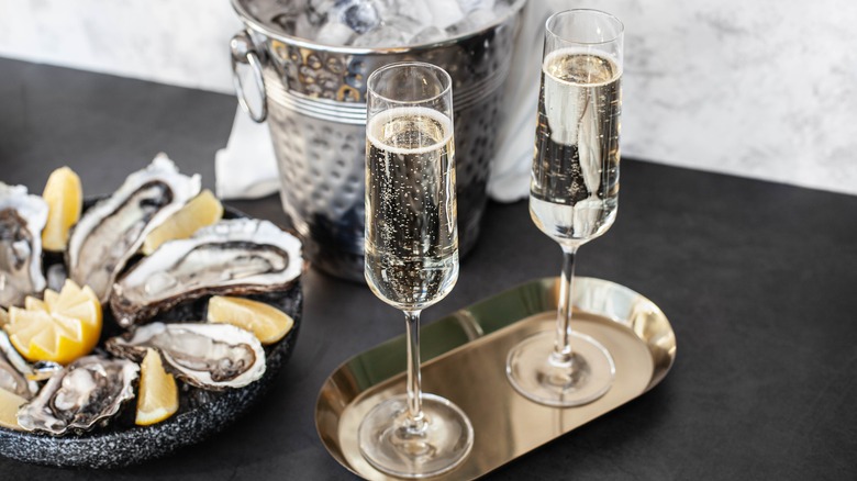 sparkling wine and oysters