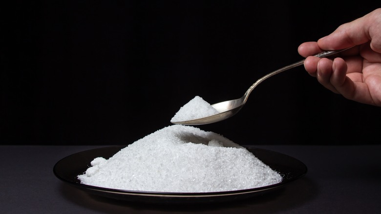 Dish of salt with spoon