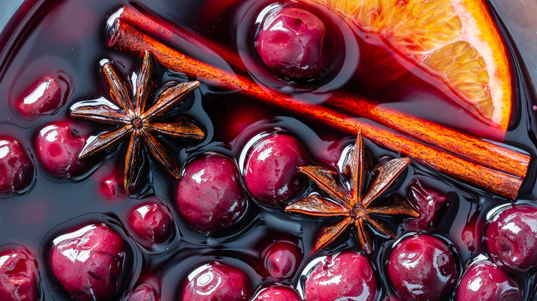 whole spices in cranberry citrus cider