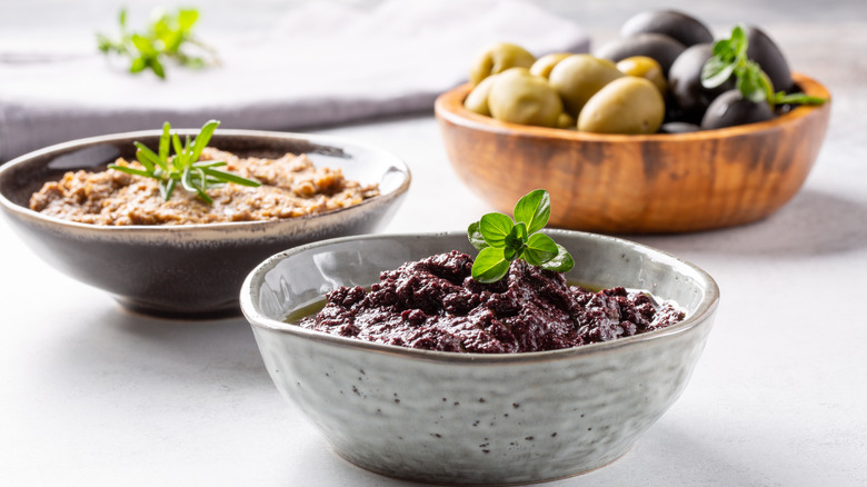 bowls of olive tapenade