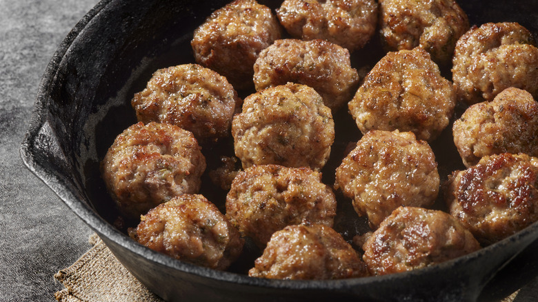 Meatballs in a skillet