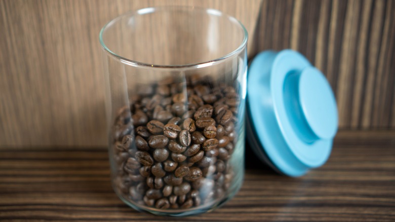 Open coffee bean container