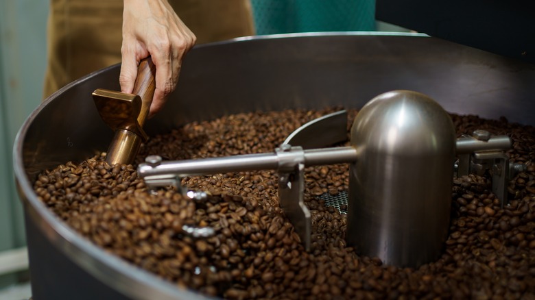 Coffee beans roasting