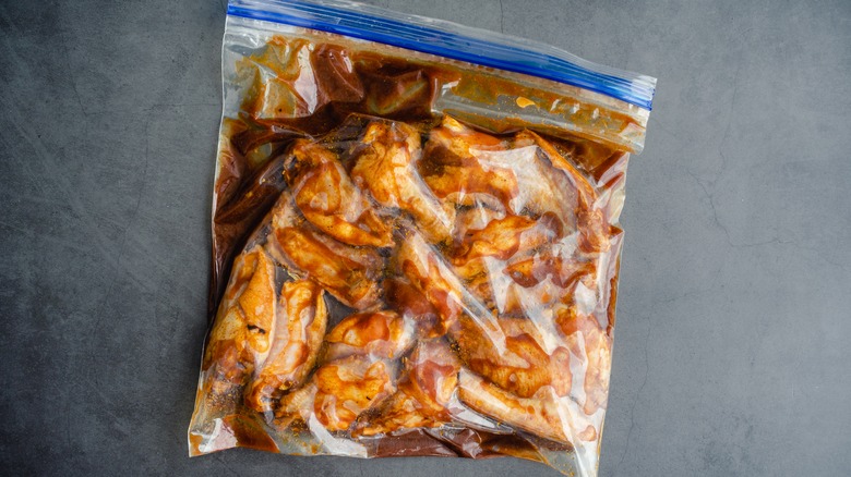 marinating chicken wings in bag