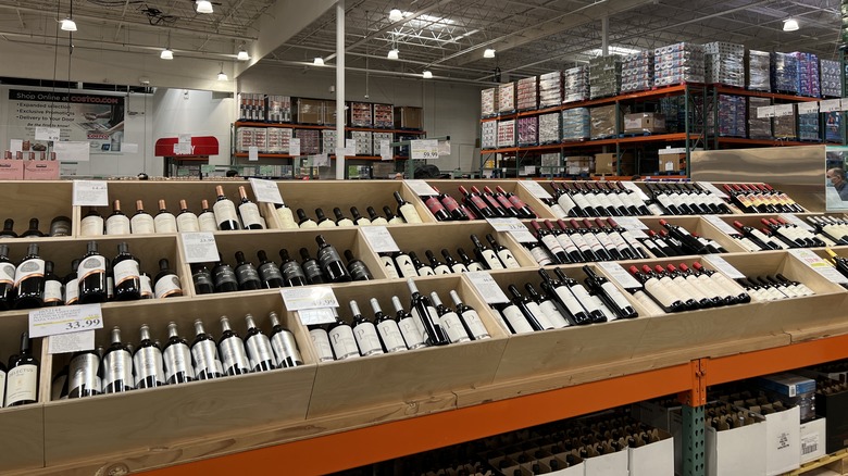 Crates of wine at Costco