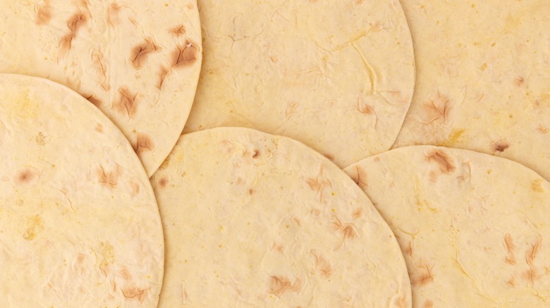 Stacked tortillas overlapping each other