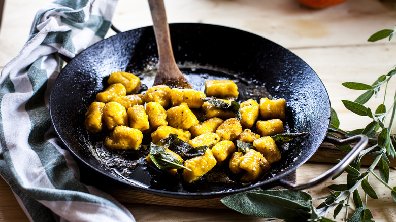 gnocchi being pan-fried