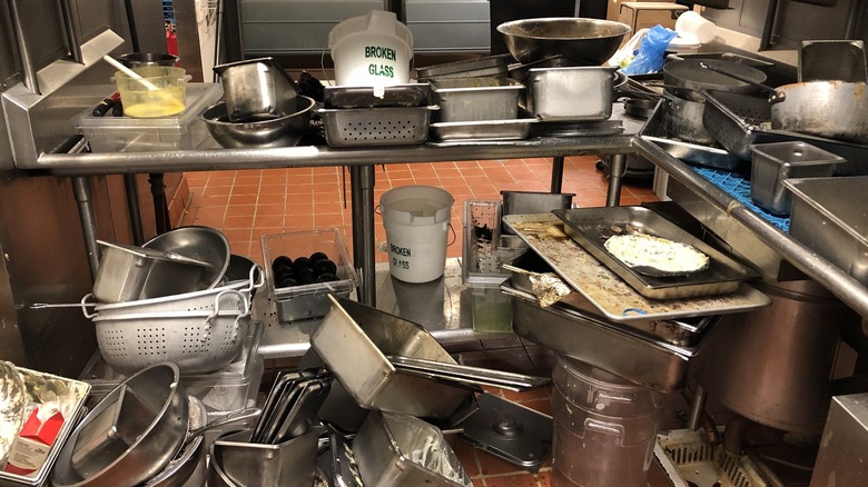 Piles of dirty dishes