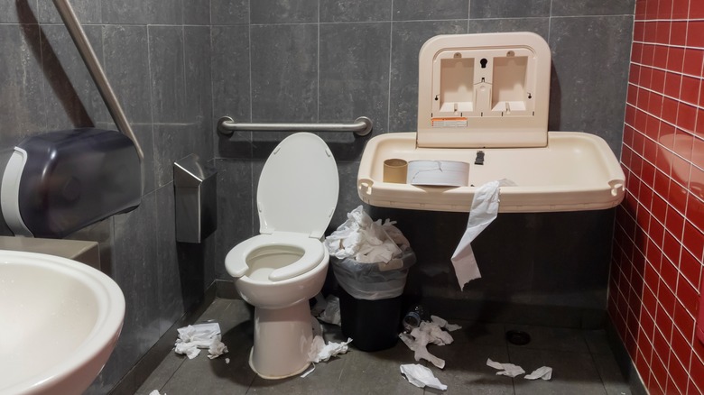 Disgusting and uncleaned public bathroom