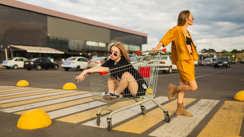 friends in shopping cart