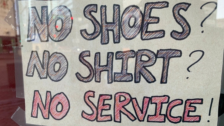 no shoes no shirt no service sign