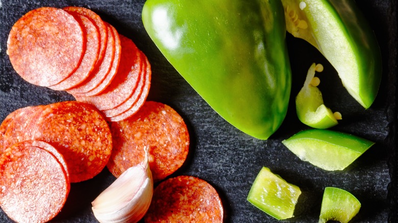 pepperoni and green bell pepper