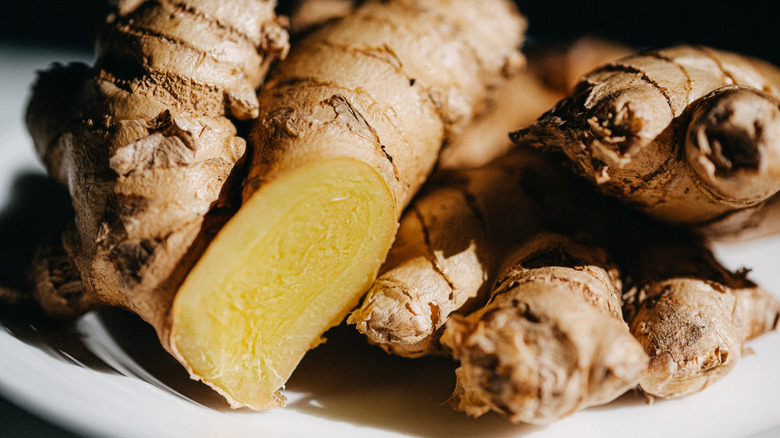 Pile of fresh ginger