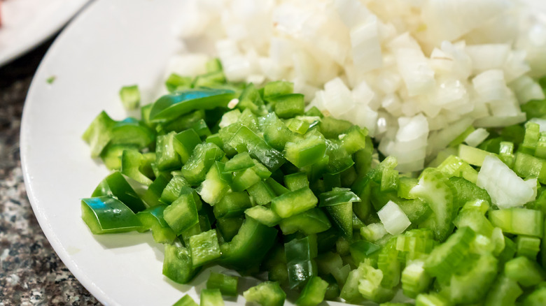 onion and celery and green pepper