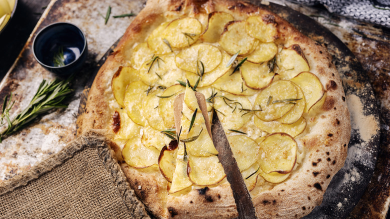 pizza topping with potato and rosemary