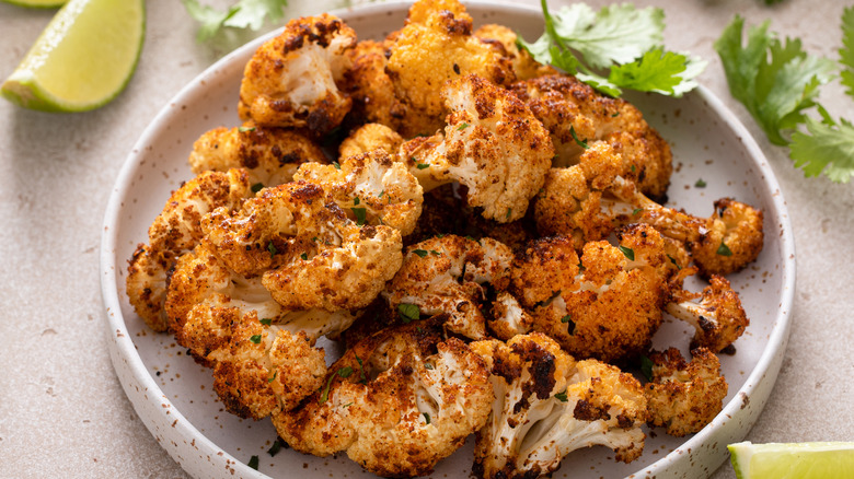 plate of spicy roasted cauliflower