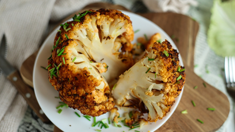 spicy cooked cauliflower on plate