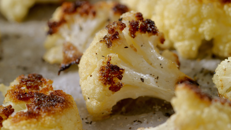 close up of roasted cauliflower