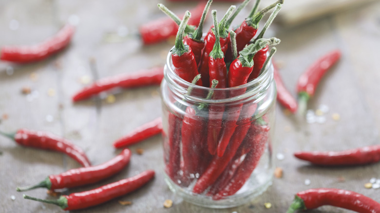 jar of red chili peppers