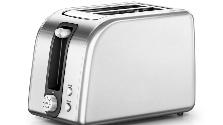 stainless steel toaster white background