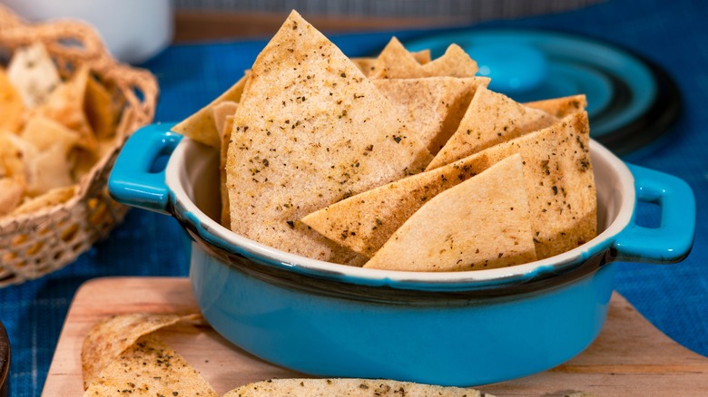 bowl of homemade tortilla chips