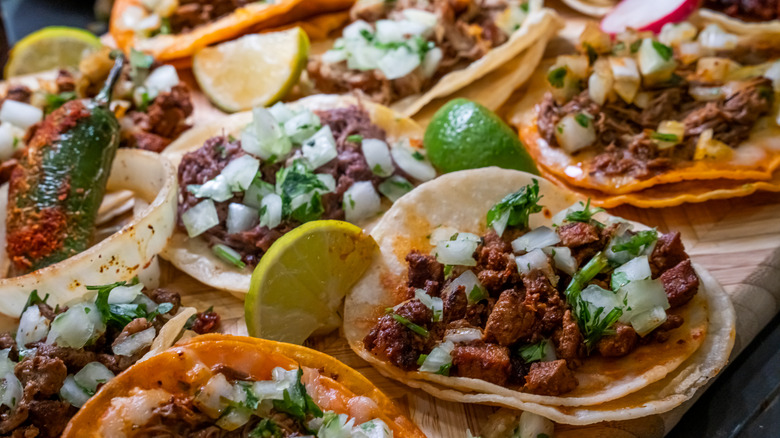 an array of tacos