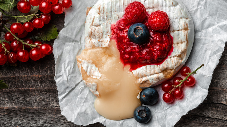 runny camembert with berries topping