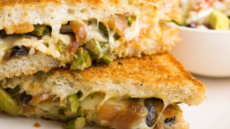 Closeup grilled cheese with vegetables