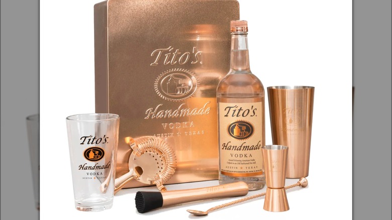 Tito's vodka copper barware set