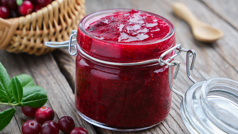 Cranberry sauce in jar 