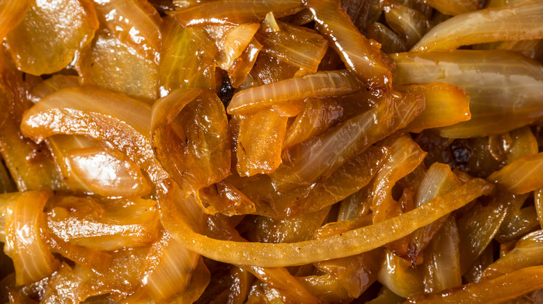 close up of caramelized onions